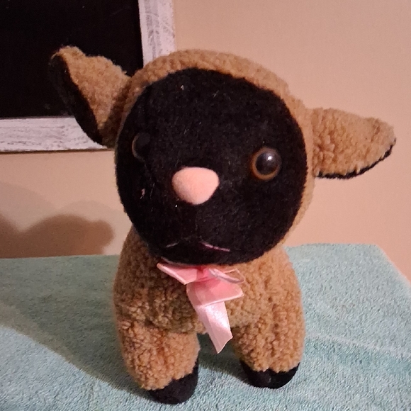 Adorable Brown and Black Stuffed Lamb Toy - Picture 1 of 6